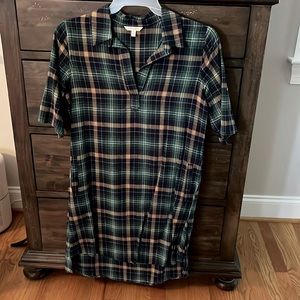 Blue and green plaid shirt, dress size small